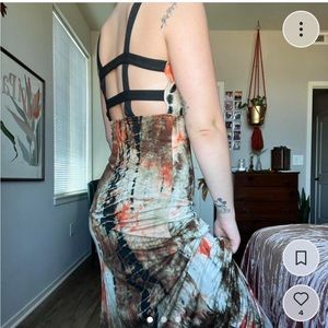Tie Dye Open Back Bodycon Maxi Dress